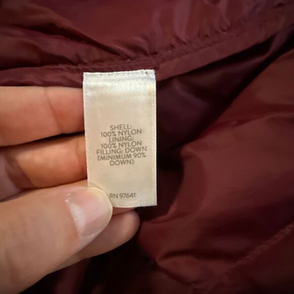 J Jill down filled quilted long puffer coat womens size XS burgandy winter warm - Picture 6 of 9